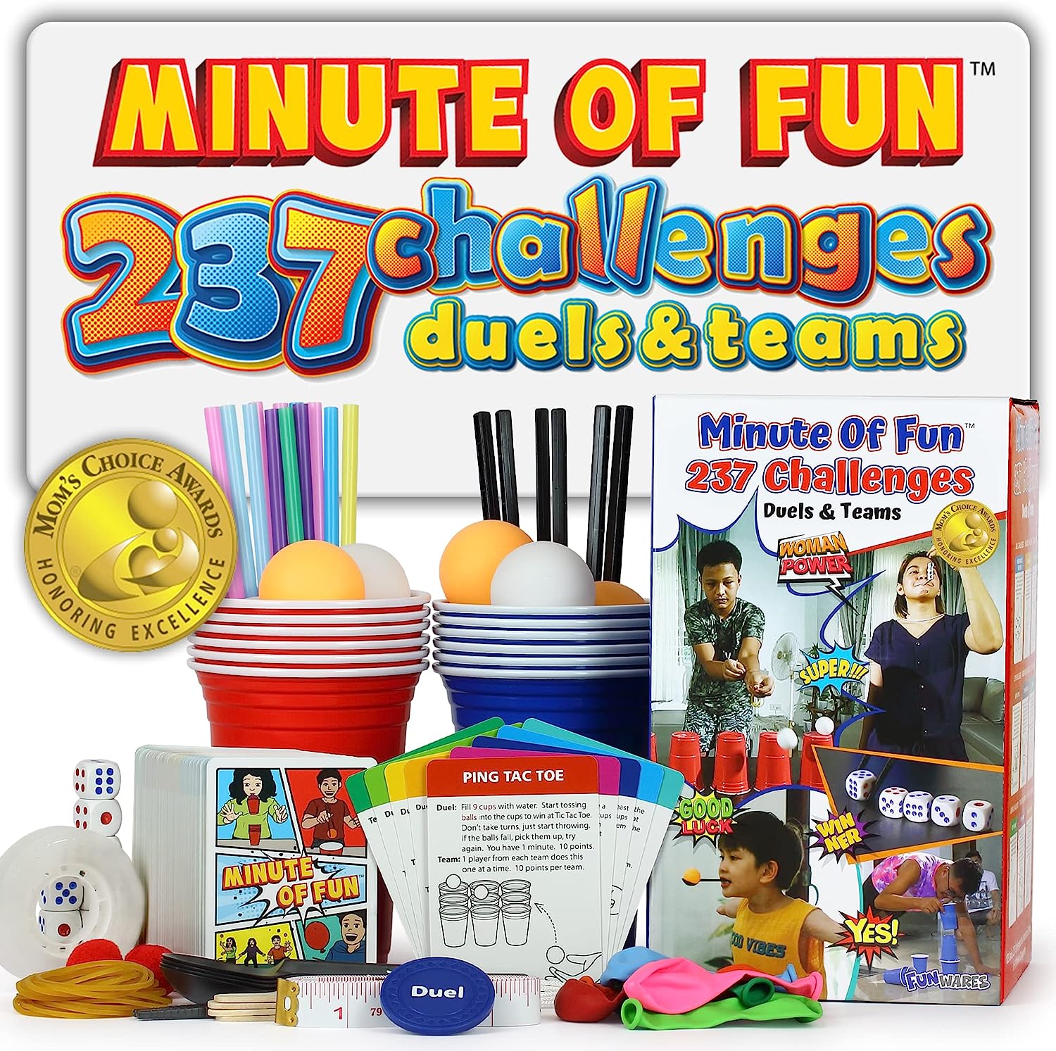 UT Brands Minute of Fun for Adults Party Board Game, Paper and Plastic Multicolor, 237 Count