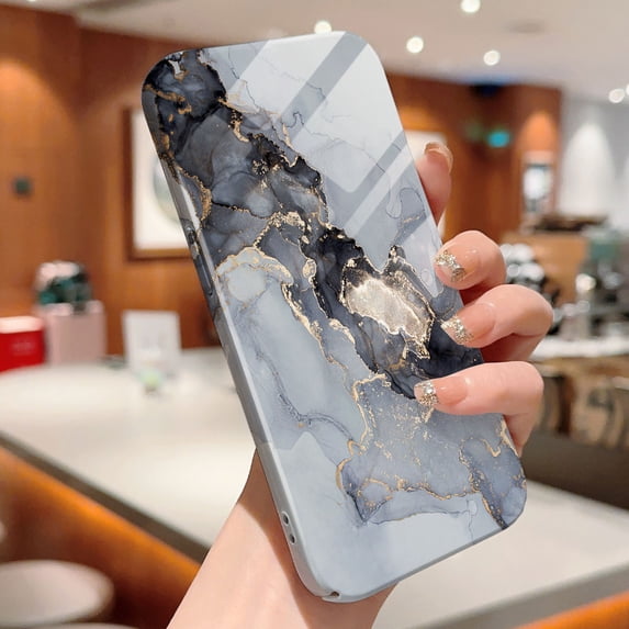 Phone Case All-inclusive Film Phone Case Luxury Marble Design Hard Shell Full Cover Camera Shockproof Protection Case for iPhone 8