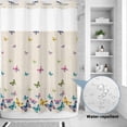 thumbnail image 2 of No Hook Shower Curtain, Vintage Colorful Butterfly Shower Curtains for Bathroom with See Through Top Window, Watercolor Butterflies Rustic Waterproof & Washable Bath Curtain Extra Long 72"x96", 2 of 9