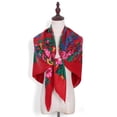 thumbnail image 4 of NMMUED Large 43.3 Inch Floral Square Scarf for Women Retro Rose Print Soft Neck Kerchief Pashmina Shawl Red One Size, 4 of 8