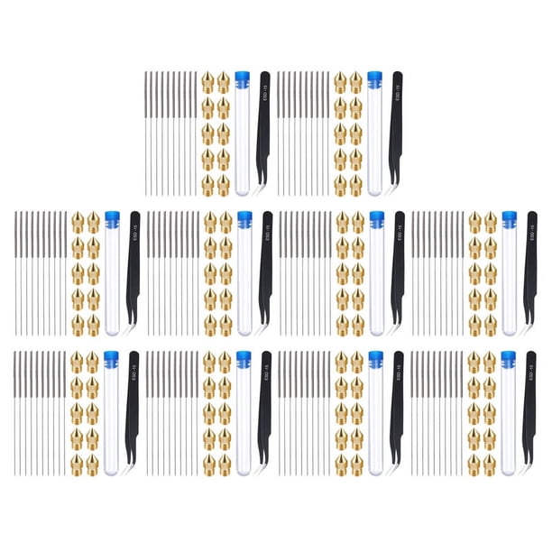 210 Piezas Juego de Limpieza y Boquilla de Impresora 3D 0.4 mm Mk8 Boquillas de 0.4 mm y 10 Paquete de Pinzas Kit de Herramientas Kit de Herramientas de Limpieza de Boquillas