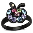 thumbnail image 1 of IP Black(Ion Plating) Stainless Steel Ring with Top Grade Crystal in Multi Color for Women Multi Color Stone Color Style TK984 Size 10, 1 of 4