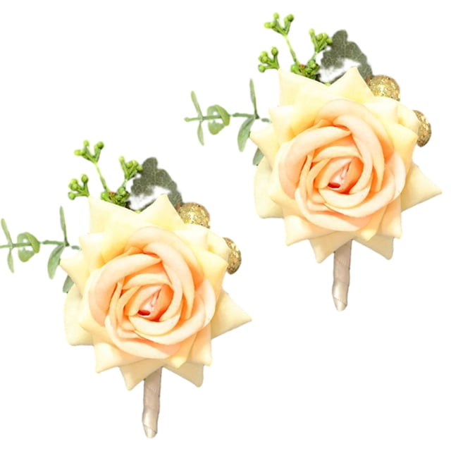 2 juegos de ramillete de boda, rosa de padrino de boda con alfiler, adecuado para celebración de aniversario de boda, baile, fiesta, decoración del hogar.