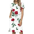 thumbnail image 1 of Robe d'Été pour Femmes 2024 Mode Grande Taille Décontractée Col Rond Bretelles Manches Courtes Imprimé Floral Robe Ample avec Poche Rabais de 50 % Liquidation!, 1 of 7