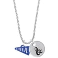 thumbnail image 1 of Delight Jewelry Acrylic 3/4" Royal Blue Cheer Megaphone Silvertone Script Initial Disc - & - Charm Necklace, 20"+3", 1 of 4
