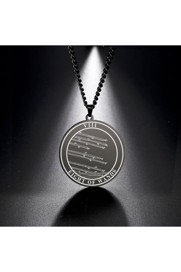 Tarot Necklace Suit of Round Pendants Spiritual Jewelry for Witchy Jewelry（EIGHT OF WANDS）