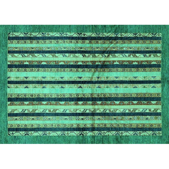 Ahgly Company Indoor Rectangle Abstract Turquoise Blue Modern Area Rugs, 6' x 9'