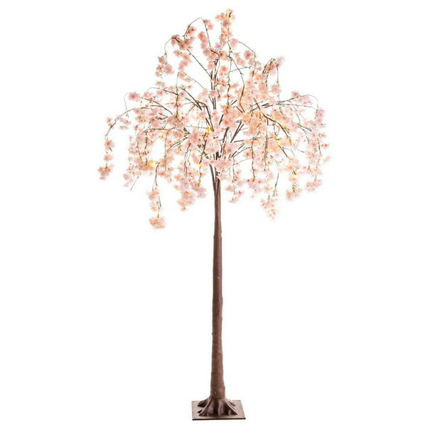 Large Lighted Faux Weeping Cherry Tree, Outdoor Lighted Fake Trees