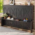 thumbnail image 3 of Queen Size Murphy Bed with a desk, USB Charging Station,LED Lights,Dark Gray, 3 of 22