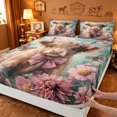 thumbnail image 4 of meiyoeat Highland Cattle Pink Flower King Sheets,Colorful Butterfly Farm Animal Print Bedding,4-Piece,1 Flat Sheet,1 Fitted Sheet And 2 Pillowcases, 4 of 6