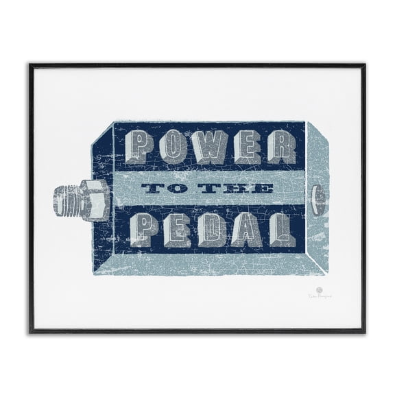 Stupell Industries Mid-Century Power To Pedal Cycling Black Framed Giclee Art, 14 x 11, by Peter Horjus