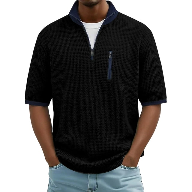 Camiseta Casual de Manga Corta con Cuello Tripulado 100% de Poliéster Lavable a la Máquina de Manga Larga Camisetas de Trabajo Al Aire Libre de Color Sólido para Hombres