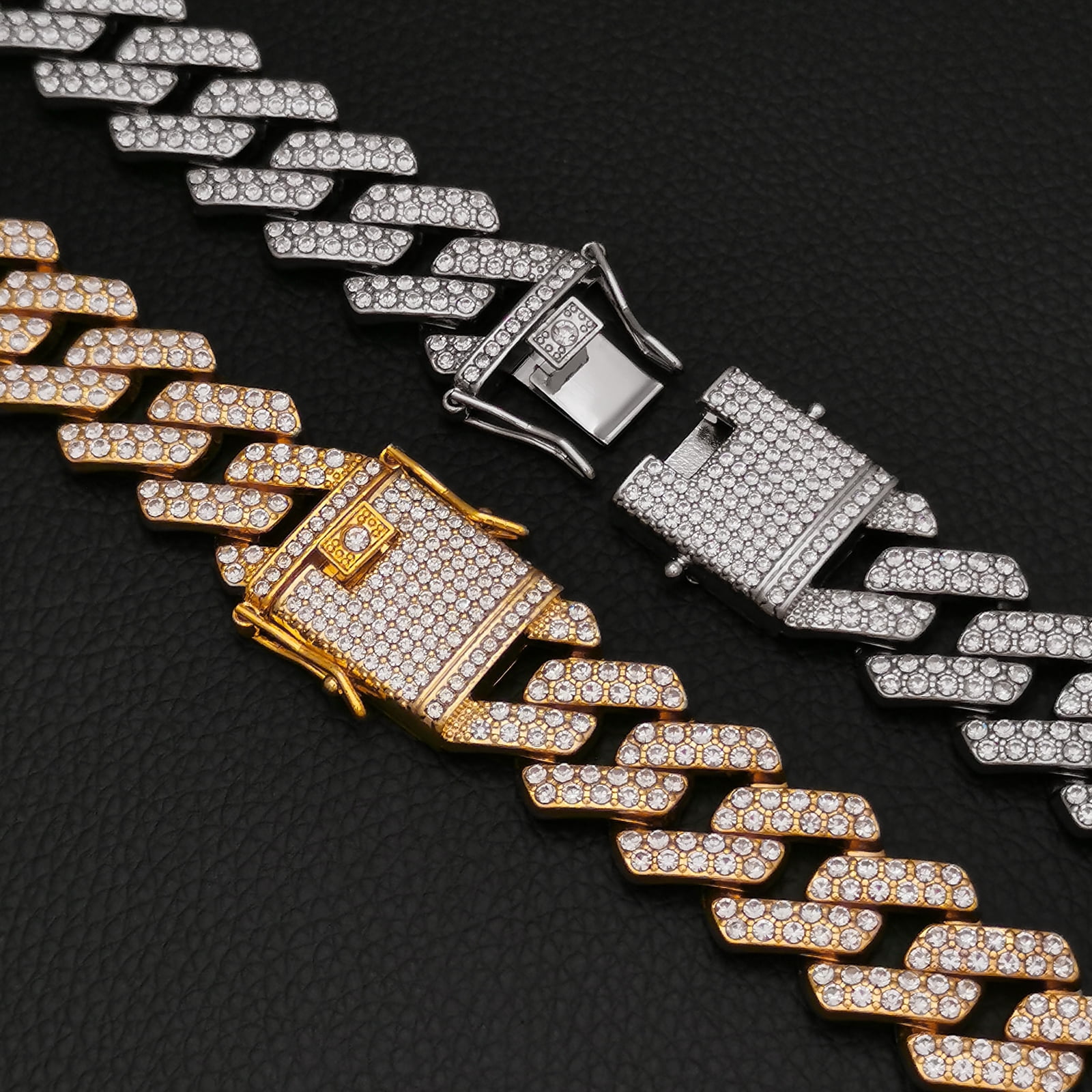 Mens Cuban Link Chain, 20MM Cuban Chain Zinc Alloy AAA+ Rhinestone Necklace for Men Hip Hop Chains