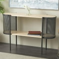 thumbnail image 2 of DecMode 48" x 32" Light Brown Wooden Oval Two-Toned Console Table with Mesh Side Panels and Brown Wood Tabletop, 1-Piece, 2 of 9