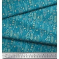 thumbnail image 3 of Soimoi Blue Japan Crepe Satin Fabric Arrow & Feather Tribal Print Fabric by the Yard 42 Inch Wide, 3 of 3