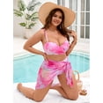 thumbnail image 5 of SKQIT Plus Size 3 Piece Tie Dye Bikini Set, Underwire Push Up Swimsuit with Mesh Wrap Skirt, Curvy Figure Flattering Bathing Suit for Women, 5 of 6