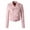 Pink, variant on Joernso Women Jacket Faux Leather Smooth Surface Turn-down Collar Zip-up Zipper And Rivet Decor Long Sleeves Motorcycle Coat Travel Outerwear