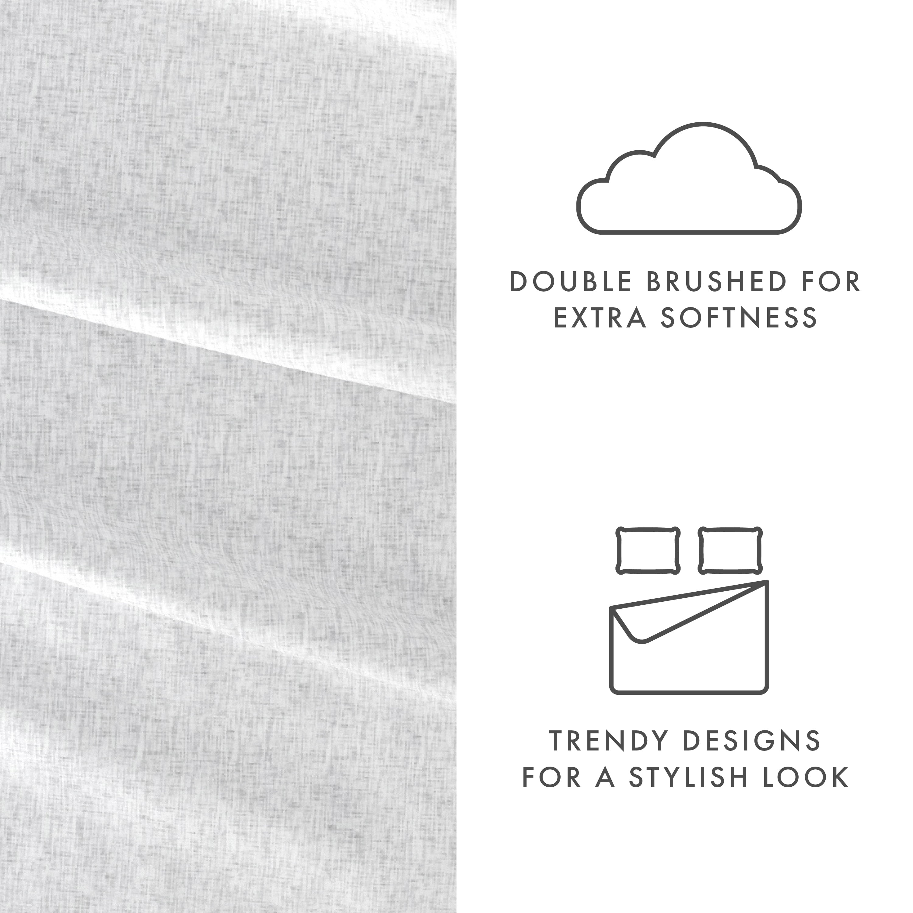 Noble Linens 3 Piece Pattern Microfiber Bed Sheets Set, White Chambray Style, Twin