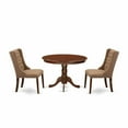 thumbnail image 6 of East West Furniture HLFO3-MAH-47 3-Piece Kitchen Dining Room Set Includes 1 Pedestal Dining Table and 2 Light Sable Linen Fabric kitchen chairs with Button Tufted Back - Mahogany Finish, 6 of 10