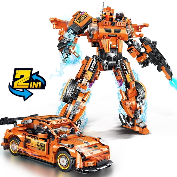 2 in 1 Transforming Mech Robot Building Toy Set, Compatible with Lego Car, 830 PCS Racing Car Building Blocks Kit for Adults, Construction Truck Vehicle Educational Gift Toy for Teens Boys 14 