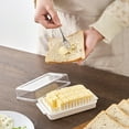 thumbnail image 3 of HEVIRGO Plastic Butter Cutting Box, Storage Box,Transparent Cheese Cutter Slicer Keeper Tray Container with Lid, White, 3 of 8