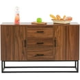 Mecor Sideboard Table, Buffet Buffet Kitchen Storage with Three Storage Drawers Two