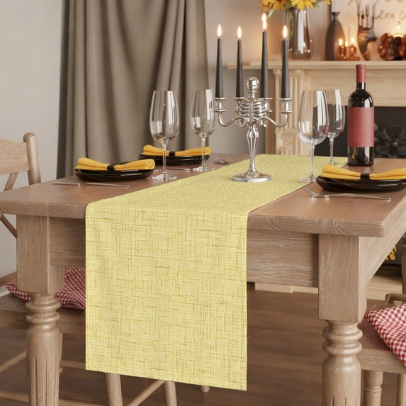 Lemon Yellow Table Runner Rustic Farmhouse Solid Color Tablerunners 13 x 60 Inch, Table Decorations Tabletop Scarf for Summer Gathering Holiday Farmhouse Kitchen Dining Decor