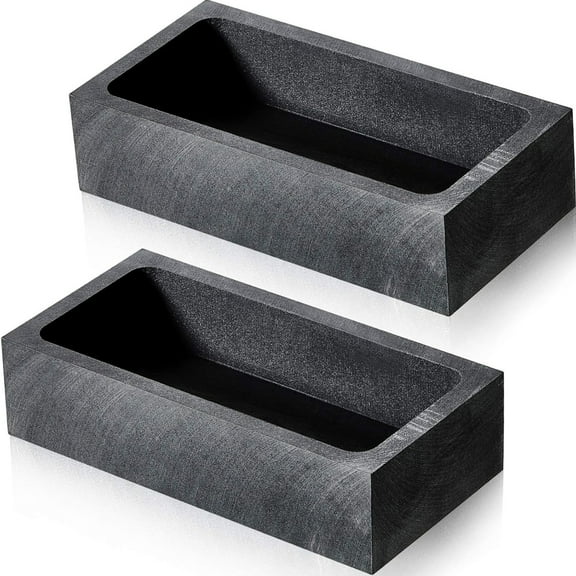 Graphite Crucible and Ingot Mold for Melting Gold Silver Metals, 2-Piece, 4x2x1 Inch & 3.93x2.36x1.57 Inch Size