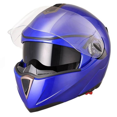 Full Face Motorcycle Helmet for Adult, Flip Up DOT with Double Visors -