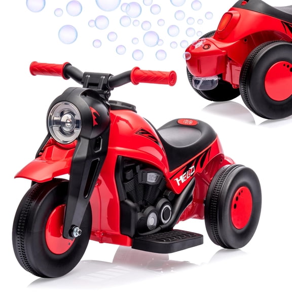 Hetoy 6V Kids Bubble Ride-On Motorcycle – Electric 3-Wheel Toy