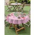thumbnail image 3 of Outdoor Tablecloth with Umbrella Hole and Zipper, Valentine's Day Round Table Cloth 54 Inch Waterproof Tablecloth, Pink Red Roses Love Heart Eucalyptus Gradient Picnic Table Cover for Patio Camping, 3 of 7