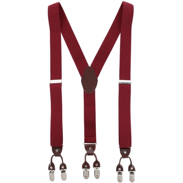 CTM® 1.375 Inch Wide Solid Color Y-Back Double Clip-End Suspenders (Men's)