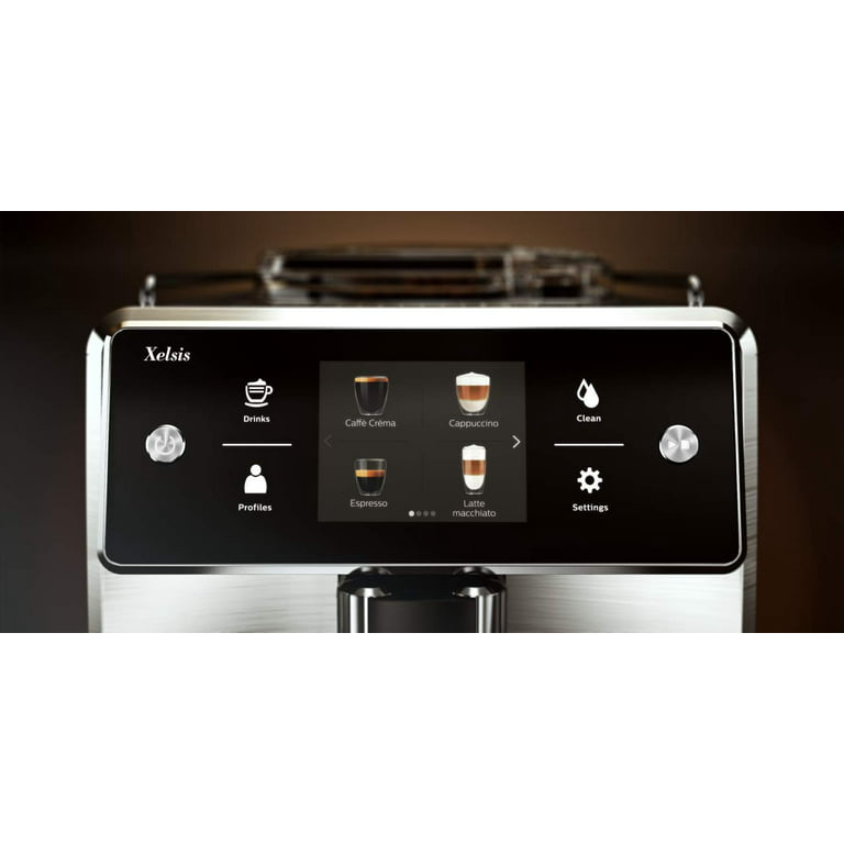 Saeco Xelsis SM7684/04 Super Automatic Espresso Machine, Titanium Metal  Front 