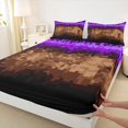 thumbnail image 3 of Manfei Pixel Grid Miners Twin Sheet Sets,Cartoon Gamepad Vindo Twin Fitted Sheet,Purple Brown Flat Sheet For Kids,Microfiber Bedroom Decor,3pcs, 3 of 7