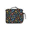 thumbnail image 3 of Butterfly and Multicolor Black Pattern Insulated Lunch Bag with Shoulder Strap and Bottle Holder,Bento School Lunch Bag Box,11x9.5x3.5 Inches, 3 of 5