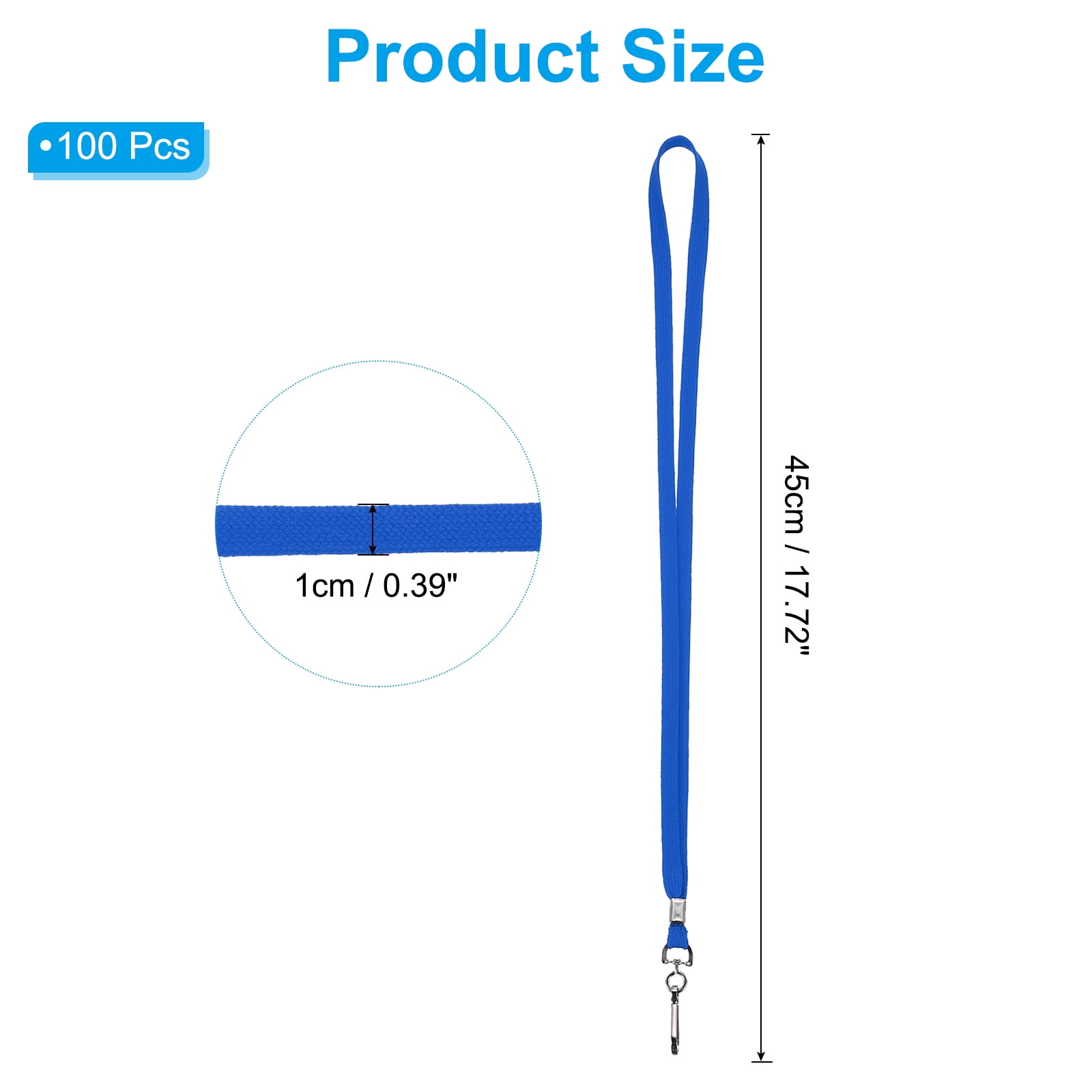 Uxcell Lanyards, 100 Pack Neck Lanyards Bulk with Swivel Hook Clip for ID Badges Holder, Keys, Office, Teachers, Blue