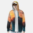 thumbnail image 2 of Gukieu Lighthouse At Sunset Coast Print Sun Protection Hoodies for Men and Women, Zippered Long-sleeved Quick-drying UV Protection Shirts, Suitable for Sports, Swimming, Fishing-Medium, 2 of 7