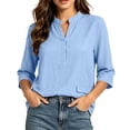 thumbnail image 5 of cocolona Womens 3/4 Sleeve V Neck Blouses Casual Loose Solid Color Shirts Basic Outfits Tops, 5 of 7
