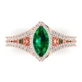 thumbnail image 2 of 1.2ct marquise cut green emerald 14k rose gold halo Bridal Wedding Engagement Promise Anniversary Ring for Women size 6.25, 2 of 7