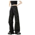 thumbnail image 4 of Danhjin Cargo Pants for Women Baggy Stretchy Wide Leg Straight Casual Pants Streetwear Travel Hiking Pants, 4 of 4