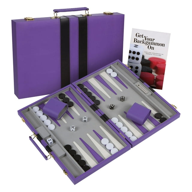 Set de backgammon Get The Games Out Top, tamaño de viaje, color morado
