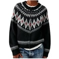thumbnail image 2 of Sweater for Women Fair Isle Cardigan Zip Up Crew Neck Long Sleeve Loose Fit Sweater, 2 of 5