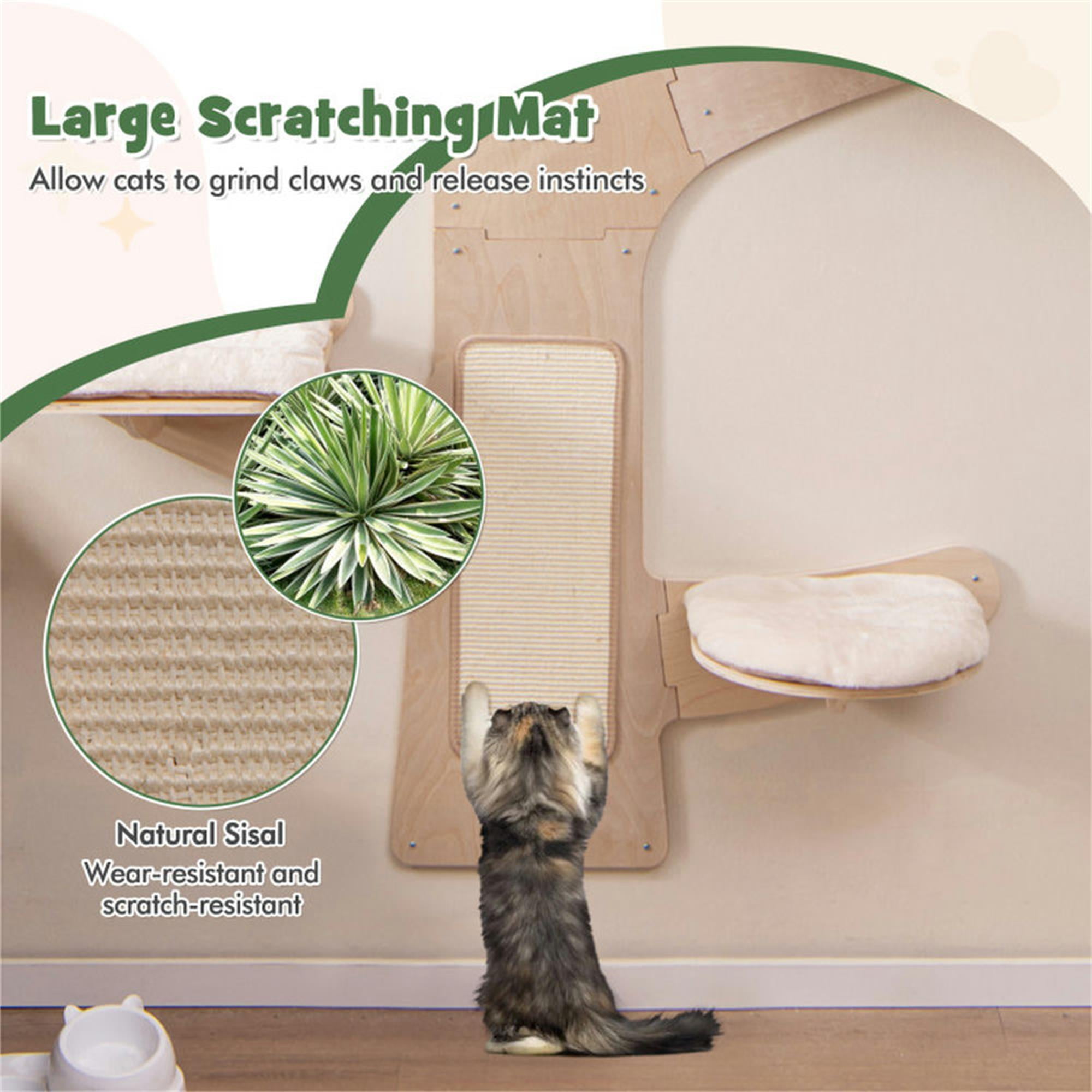 Kadyn 71" Wall Hanging Cat Tree Tower, Mounted Vertical Cat Climber Shelves with Hammock Platforms and Sisal Scratching Mat for Indoor Cats, Beige
