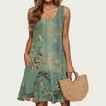 thumbnail image 6 of Viikei Womens Summer Dresses,Summer Dresses for Juniors,Women Casual Loose Summer Printed Dress Sleeveless V-neck Top/shirt Set Green XXL, 6 of 6