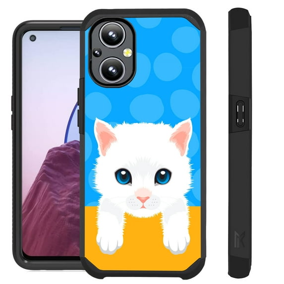 Compatible with OnePlus Nord N20 5G Hybrid Fusion Guard Phone Case Cover (Cute Cat White)