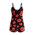thumbnail image 4 of zuwimk Women Pajama Sets,Women Cami Pajama Set Lace Trim Short PJ Set with Shorts Red,XXL, 4 of 5