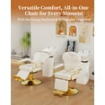 thumbnail image 3 of Baasha Comfortable Reclining Salon Chair with Removable Headrest, Elegant Cream and Gold Barber Chair with Heavy Duty Steel Frame, Adjustable Headrest & Lumbar Support, Weight Capacity 440 lbs, 3 of 9