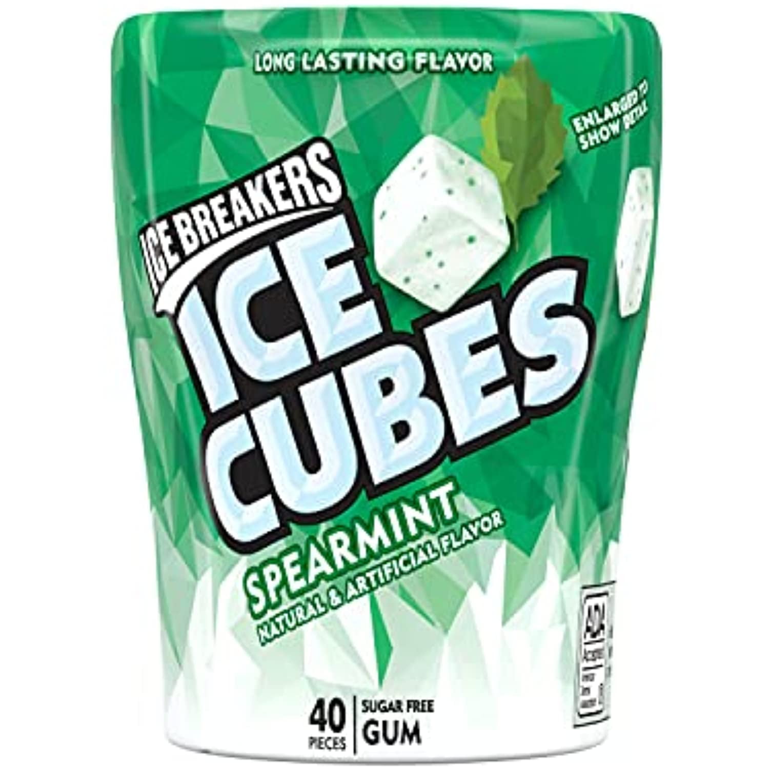 Ice Breakers Ice Cubes Spearmint Flavored Sugar Free Chewing Gum, Made With Xylitol, 40 Piece Container (6 Ct)
