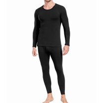 wirarpa Men's Lightweight Thermal Underwear Set, Cotton Warm Long Johns Base Layer for Cold Weather & Outdoor Black S-2XL