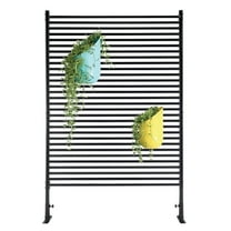 Tcbosik Metal Privacy Screen with Stand, 71.2"H x 46.6"W Outdoor Freestanding Privacy Screen & Panels for Deck, Patio, Garden, Balcony, Black